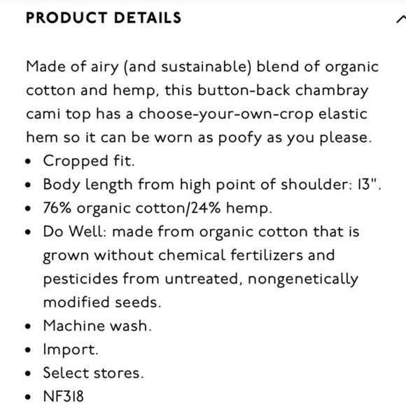 Madewell drawstring cropped chambray tank NWT xxs - Picture 6 of 7